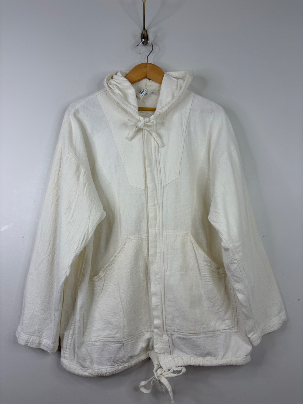 Vintage Tilley Jacket Mens Large Off White Cotton Travel Hoodie Made in Canada